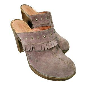 Born Platform Slides Hand Crafted Footwear Leather Taupe Womans Size 7  JH699
